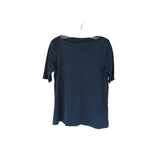 J. Jill Navy Boat Neck Elbow Sleeve Perfect Pima Tee Shirt Medium